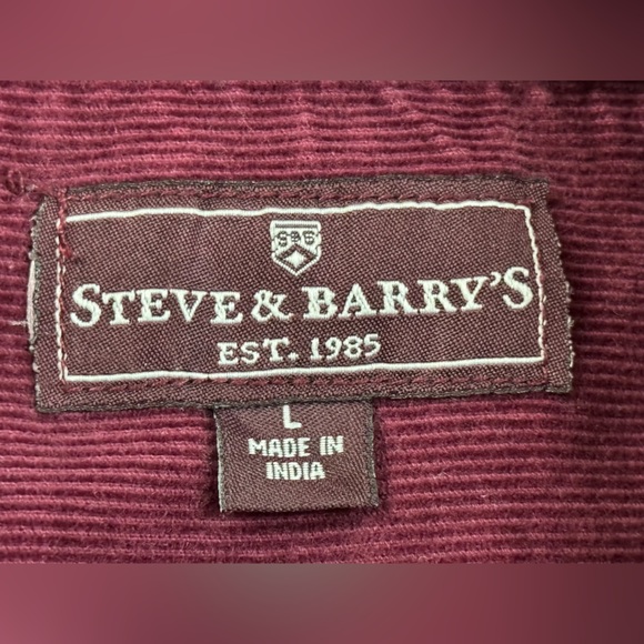 Steve & Barry's Men's Burgundy Corduroy Long Sleeve Button Shirt, Size Large - Picture 6 of 7